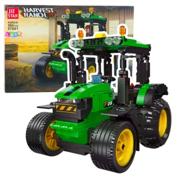 LEAN TOYS Lauksaimniecības traktors Konstruktors Zaļš 304 gab.