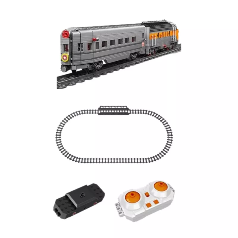 LEAN TOYS Construction Blocks Set - Gray/Yellow Remote Control Train (1,751 Pieces)
