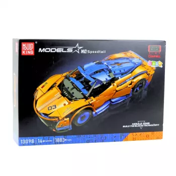 LEAN TOYS Construction Bricks Sports Car RC – zila un oranža (1883 detaļas, 2,4 GHz, mērogs 1:8)