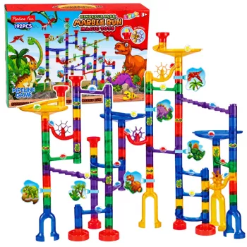 LEAN TOYS Konstruktors Bumbiņu trase Tuneļi Krāsainie Dinozauri 192 gab.