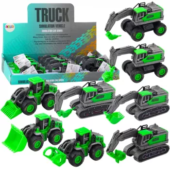LEAN TOYS Construction Vehicle Excavator Loader Bulldozer Green Drive Mix