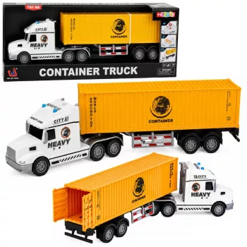 LEAN TOYS Konteinervedējs ar atveramām durvīm, gaismām un skaņām, dzeltens, 54 cm