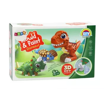 LEAN TOYS Creative Artistic Set Dinosaurs 3D Plaster Paints – Cast & Paint 6 Dinosaur Figures, 6 Molds, 6 Paints, Tools, Ages 5+