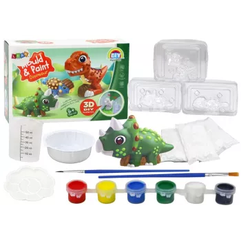 LEAN TOYS Creative Artistic Set Dinosaurs 3D Plaster Paints – Cast & Paint 6 Dinosaur Figures, 6 Molds, 6 Paints, Tools, Ages 5+