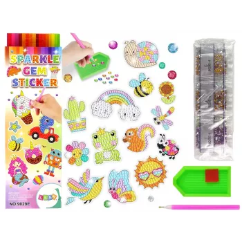 LEAN TOYS Dimanta izšuvuma uzlīmju komplekts Dzīvnieki Dārzs Varavīksne Mozaīka