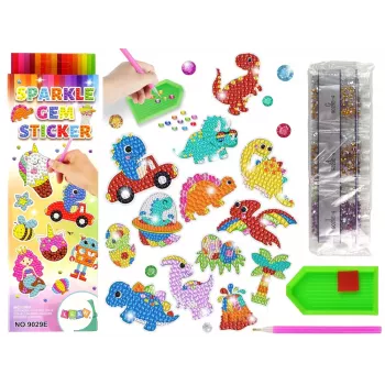 LEAN TOYS Diamond Embroidery Sticker Set Dinosaurs Mosaic