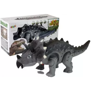 LEAN TOYS Dinozaurs ar baterijām Triceratops Pelēks