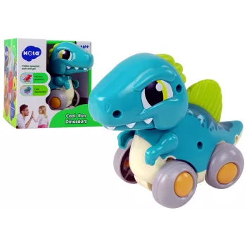 LEAN TOYS Dinozaurs uz Riteņiem Zilā Figūra