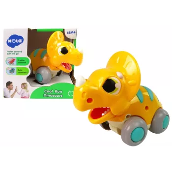 LEAN TOYS Dinozaurs uz Riteņiem Dzeltenais Triceratops Figūriņa