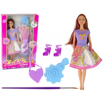 LEAN TOYS Leļļu kleita krāsošanai ar garajiem matiem