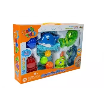 LEAN TOYS Dolphin Bathing Kit Sea Animals Plastic Waterfall