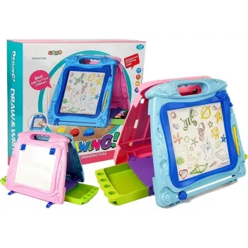 LEAN TOYS Double-Sided Drawing Board ar marķieriem un magnētiem