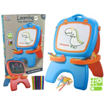 LEAN TOYS Divpusējā magnētiskā tāfele ar ziliem un sarkaniem šabloniem
