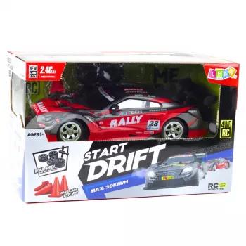 LEAN TOYS Drift Car Racing RC sarkans melns 30km/h 1:16