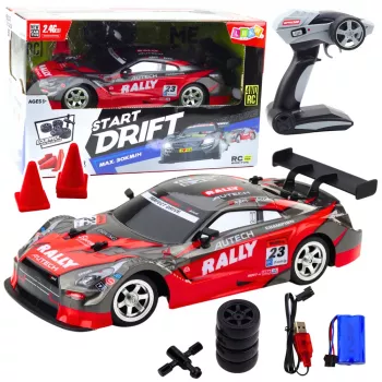 LEAN TOYS Drift Car Racing RC sarkans melns 30km/h 1:16