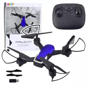 LEAN TOYS Drons sešu asu žiroskops LED gaismas 360° rotācija zils