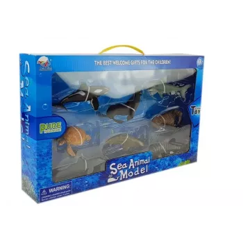 LEAN TOYS Educational Figurines Sea Animals 8 Pieces Sharks Seal Dolphin Walrus Turtle