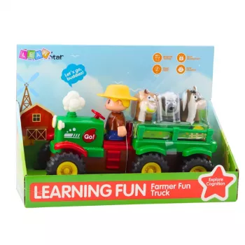 LEAN TOYS Izglītojošais interaktīvais traktors ar dzīvniekiem, gaismām un skaņām