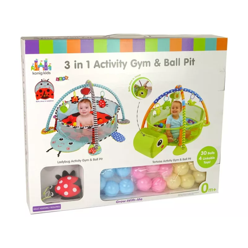LEAN TOYS Izglītojošais Paklājs ar Bruņurupuča Sētiņu un Bumbiņām Zīdainim