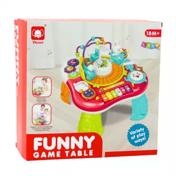 LEAN TOYS Izglītojošais galds ar mūzikas paneli un klavierēm 2-in-1, sarkans