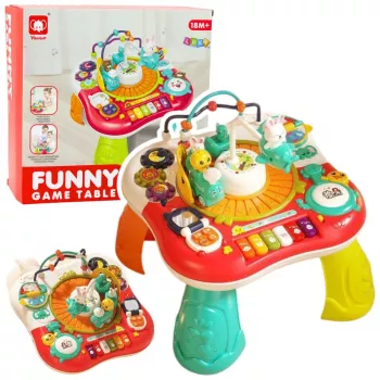 LEAN TOYS Izglītojošais galds ar mūzikas paneli un klavierēm 2-in-1, sarkans