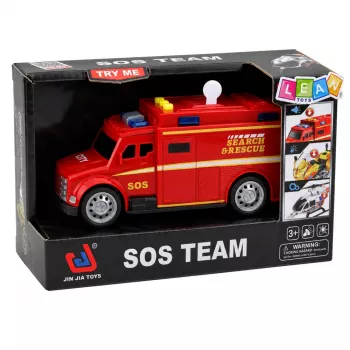 LEAN TOYS Emergency Vehicle Ambulance Lights Sounds Red 1:32