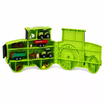 LEAN TOYS Farm Set ar traktoru, lauksaimniecības transportlīdzekļiem, dzīvniekiem un aksesuāriem – 28 daļu rotaļu komplekts