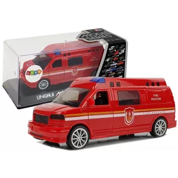 LEAN TOYS Fire Department Auto with Drawstring with Lights and Sound