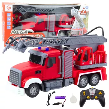 LEAN TOYS ugunsdzēsēju mašīna ar strūklu ūdens liešanas funkciju 1:24 RC transportlīdzeklis