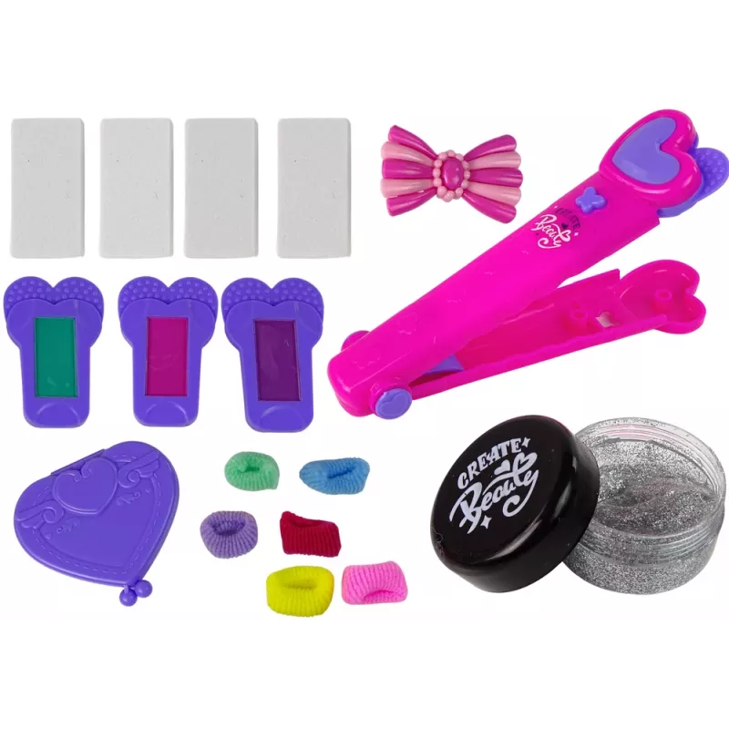 LEAN TOYS Hair Styling Kit Straightener ar krāsainiem krītiņiem šķipsnām + matu aksesuāri