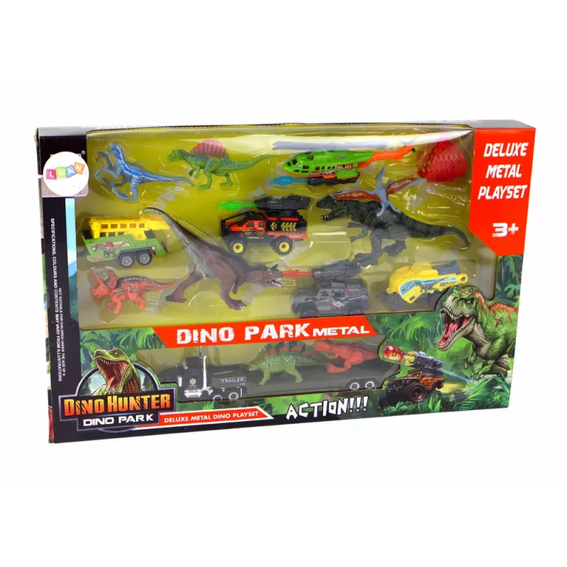 LEAN TOYS Helicopter Dinosaurs Vehicle Set 8 Colorful Pcs
