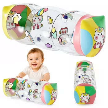 LEAN TOYS Inflatable Crawling Roller for Toddlers Unicorns 48 x 20cm