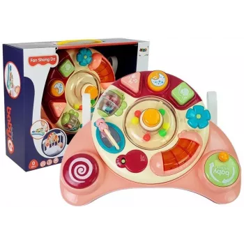 LEAN TOYS Interactive Baby Panel Toy Music Animal Pink