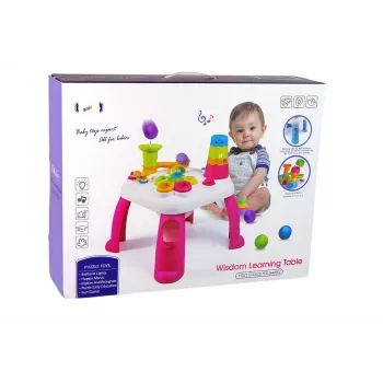 LEAN TOYS Interaktīvais izglītojošais galds ar bumbiņu šķirotāju un slidkalniņu Zils