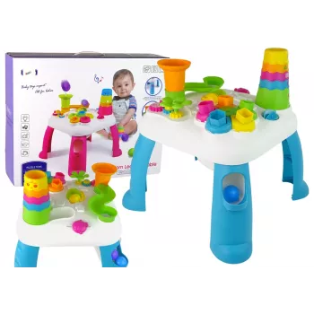 LEAN TOYS Interaktīvais izglītojošais galds ar bumbiņu šķirotāju un slidkalniņu Zils