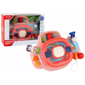 LEAN TOYS Interactive Pink Steering Wheel Driving Simulator Multifunctional