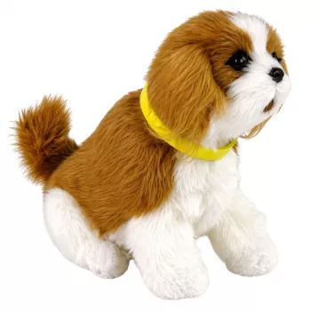 LEAN TOYS Interactive Plush Dog Soft Fur Cavalier Breed Stroke Its Head and Learn Its Functions