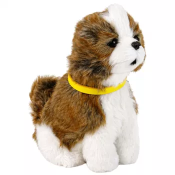 LEAN TOYS Interactive Plush Dog Soft Fur Shitzu Breed