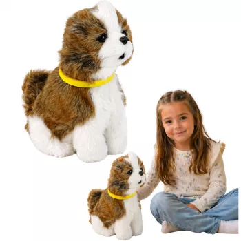 LEAN TOYS Interactive Plush Dog Soft Fur Shitzu Breed