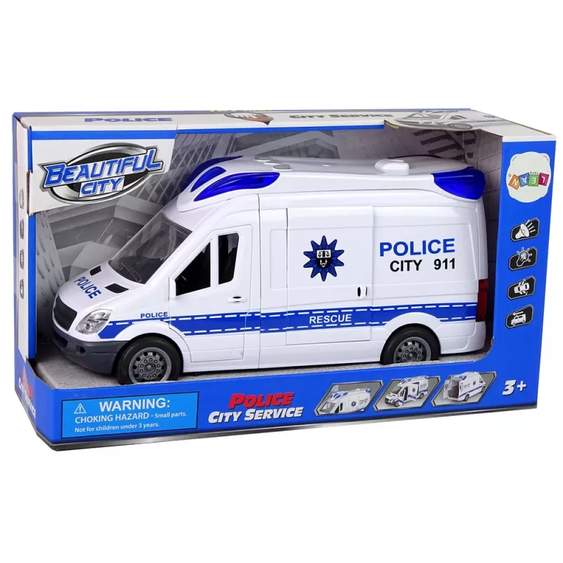 LEAN TOYS Interaktīvā policijas radio mašīna ar gaismas un skaņas efektiem, atveramām durvīm