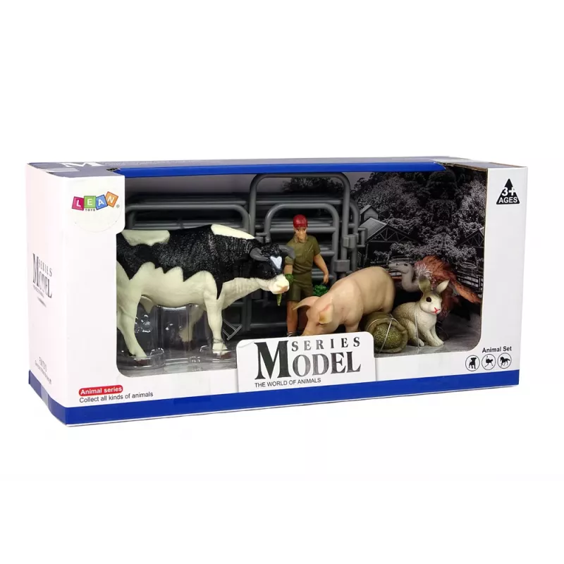 LEAN TOYS Large Farm Animal Figurine Set + Farmer and Homestead 10 Pieces