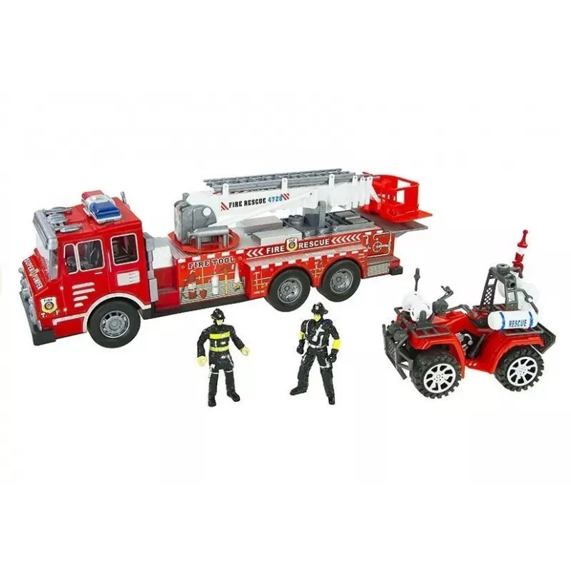 LEAN TOYS Large Fire Department Set Fire Truck Figures Quad Helmet For Children