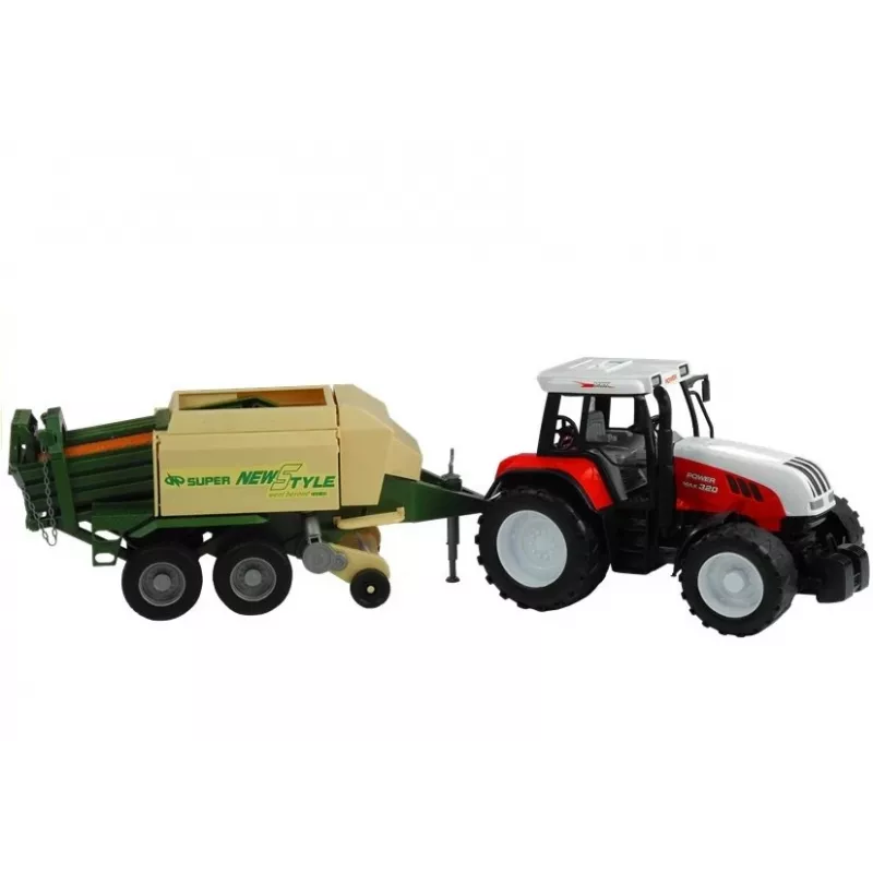 LEAN TOYS Lielais traktors ar piekabi Lauksaimniecības mašīna 65 cm