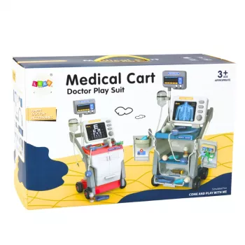 LEAN TOYS Little Doctor's Set Medical Cart X-Ray ECG Lights Pink 16 pcs.