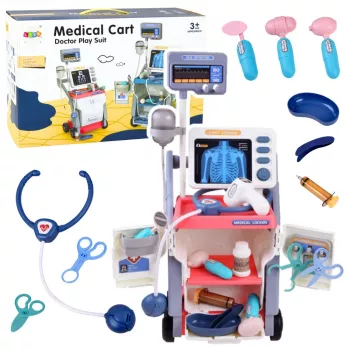 LEAN TOYS Little Doctor's Set Medical Cart X-Ray ECG Lights Pink 16 pcs.