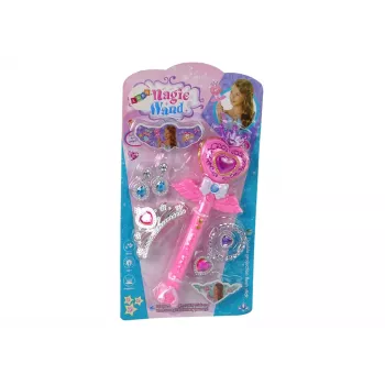 LEAN TOYS Magical Fairy Tale Princesses Set ar interaktīvu burvju nūjiņu, gaismu, skaņu un zvaigžņu projektoru