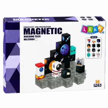 LEAN TOYS Magnētiskie būvbloki 50 gabalu komplekts – 3D pikseļu vienradža kubi, ABS plastmasa, radošs konstruēšanas rotaļlieta
