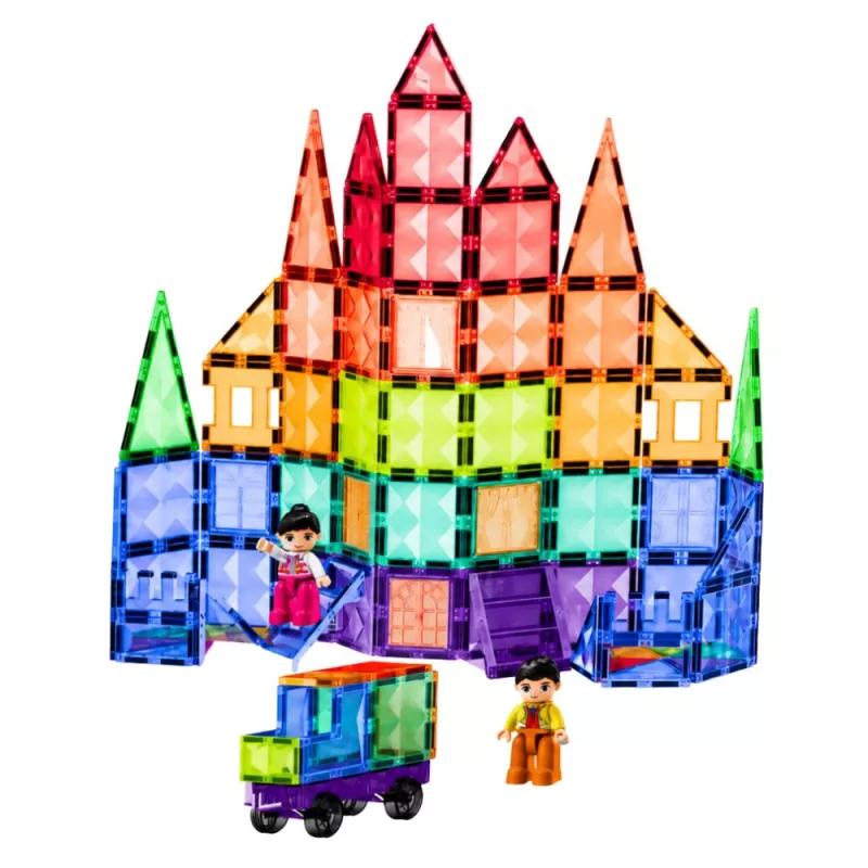 LEAN TOYS Magnētiskie Konstrukciju Bloki 3D Paneļi Radošs STEM Krāsaini 100 gab