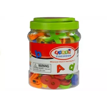 LEAN TOYS magnētiskie burti un cipari burkā – 78 gabalu alfabēta un matemātikas komplekts bērniem no 3 gadiem