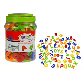 LEAN TOYS magnētiskie burti un cipari burkā – 78 gabalu alfabēta un matemātikas komplekts bērniem no 3 gadiem
